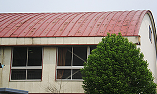 A小学校屋内運動場【縦葺き】瓦棒カバールーフ